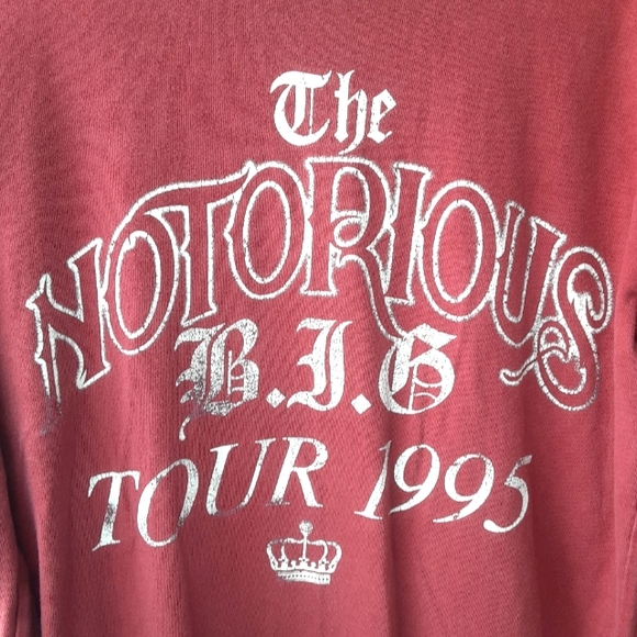 The Notorious B.I.G. Tour 1995 Long Sleeve Graphic Shirt Small Maroon - Picture 1 of 6
